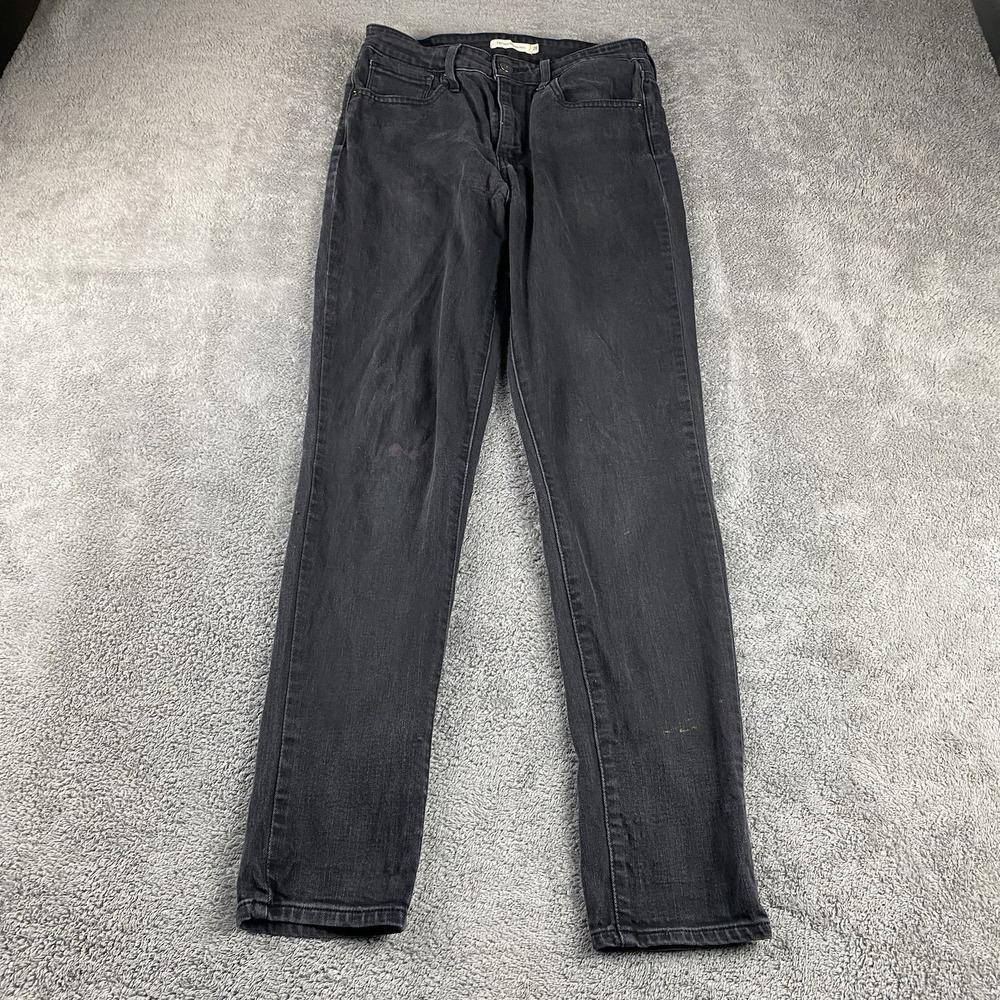 Levis 721 High Rise Skinny Jeans Womens 29 Black Mid Rise